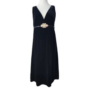 LAUNDRY BY SHELLI SEGAL Black Sleeveless Embellished Tie Back Formal Dress 12